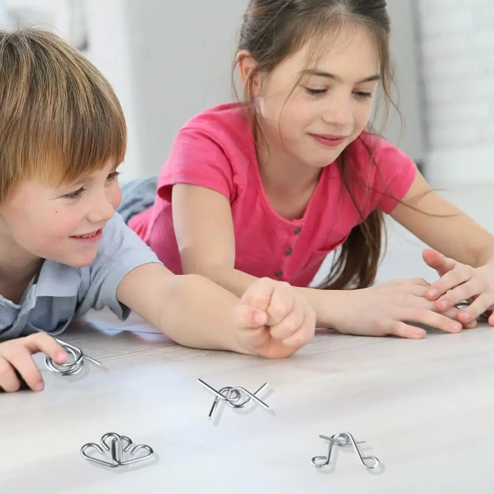 3Pcs/Set Metal Wire Mind Brain Teaser Puzzles Metal Montessori Puzzle Toys Children Adults Interactive Reliever Educational Toy