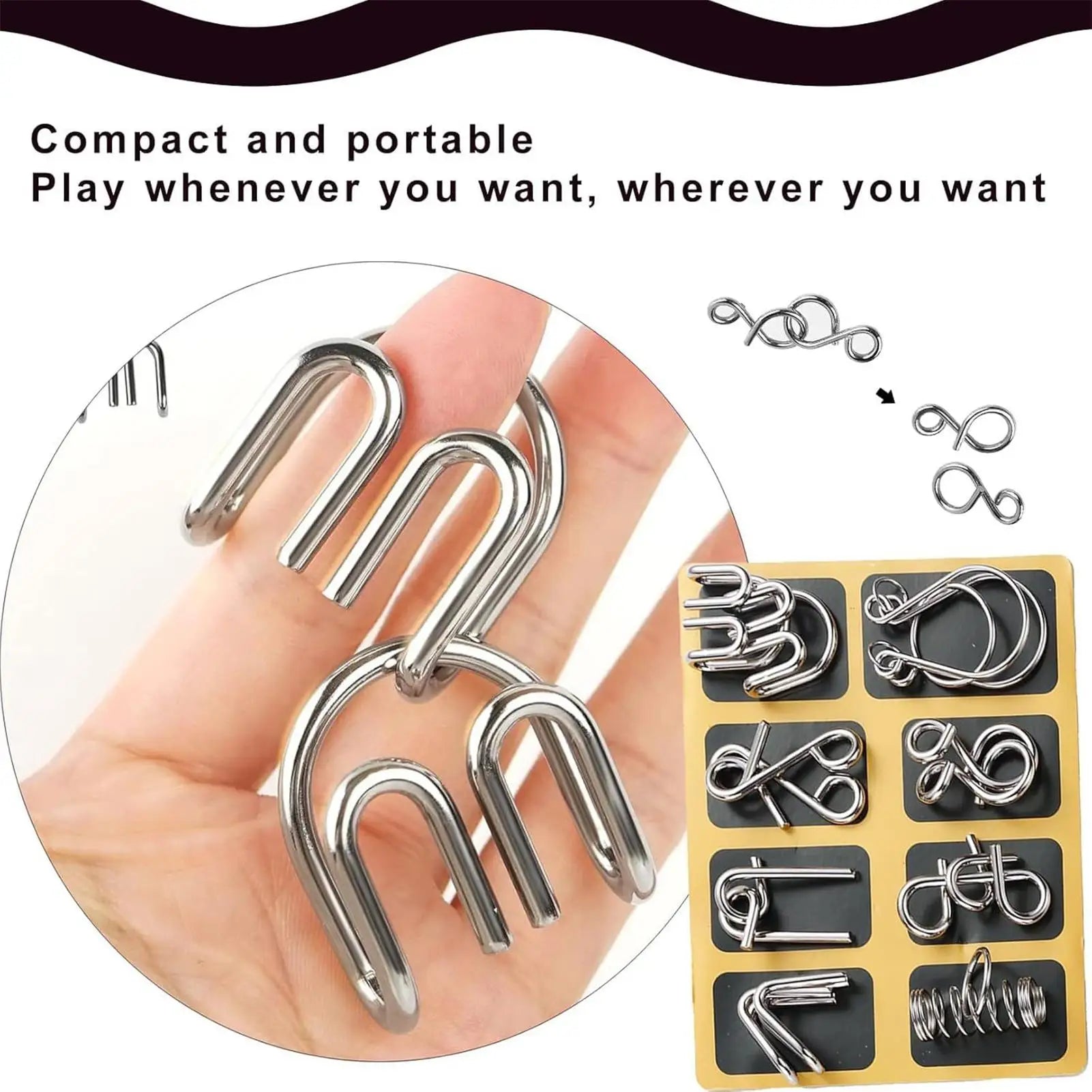 24Pcs/Set Metal Puzzle Wire Mind Brain Teaser Puzzles Children Adults Interactive Game Reliever Educational Toys