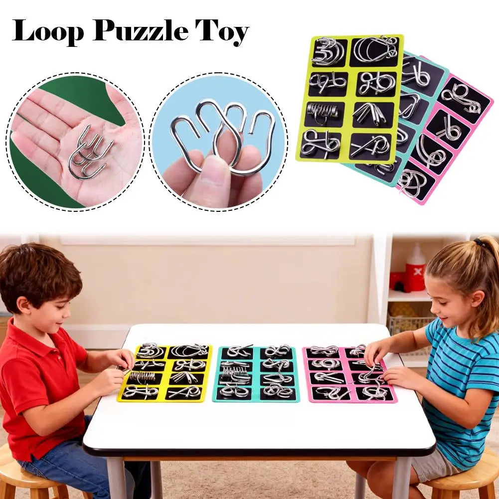3Pcs/Set Metal Wire Mind Brain Teaser Puzzles Metal Montessori Puzzle Toys Children Adults Interactive Reliever Educational Toy